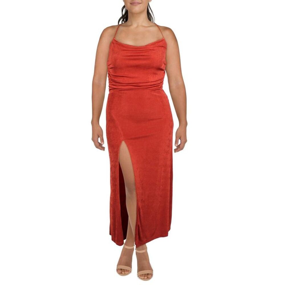 Bardot Womens Orange Cut-Out Long Adjustable Strap Maxi Dress NWT